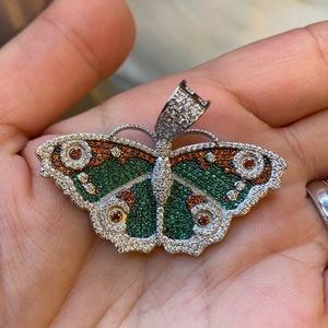 STERLING SILVER 925 BUTTERFLY CHARM WITH MICRO PAVE . NWT